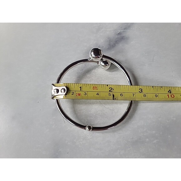 Sterling Silver 925 Double Ball Bypass Hinged Bangle Bracelet Made In Mexico AGS - Picture 9 of 10